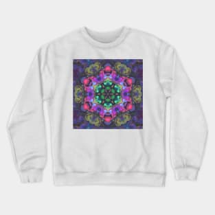 Psychedelic Hippie Flower Green Pink and Purple Crewneck Sweatshirt